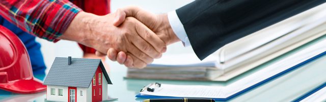 Inszone Insurance Property Insurance Page Banner - Corporate Man Shaking Hands with Man with Safety Hat